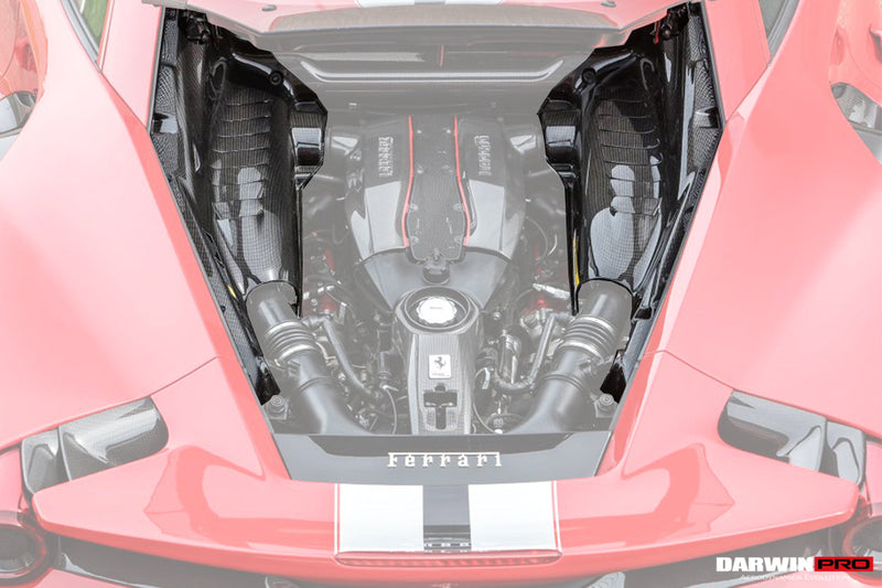 2015-2022 Ferrari 488 GTB/Pista/F8 Dry Carbon Fiber Engine Bay Panels With Heat Protection