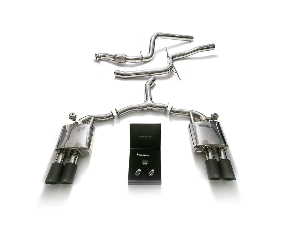 ARMYTRIX Stainless Steel Valvetronic Catback Exhaust System Quad Matte Black Tips Audi A4 | A4 Avant 2.0L TFSI B9 2016-2022