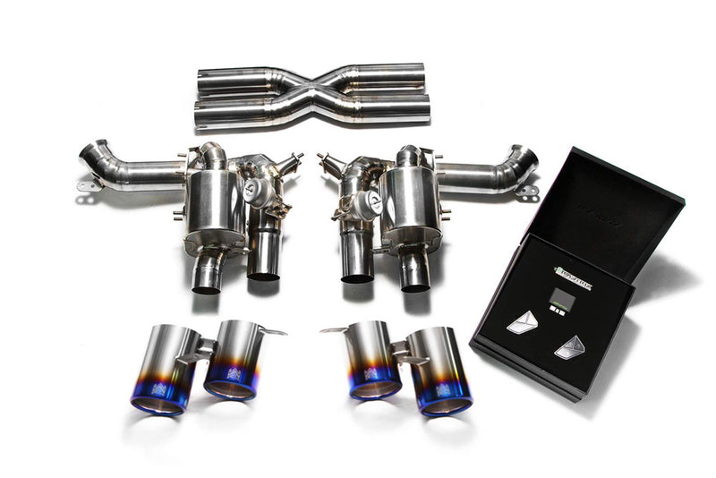 ARMYTRIX Stainless Steel Valvetronic Exhaust System Quad Matte Black Tips Ferrari F12 Berlinetta 2013-2017