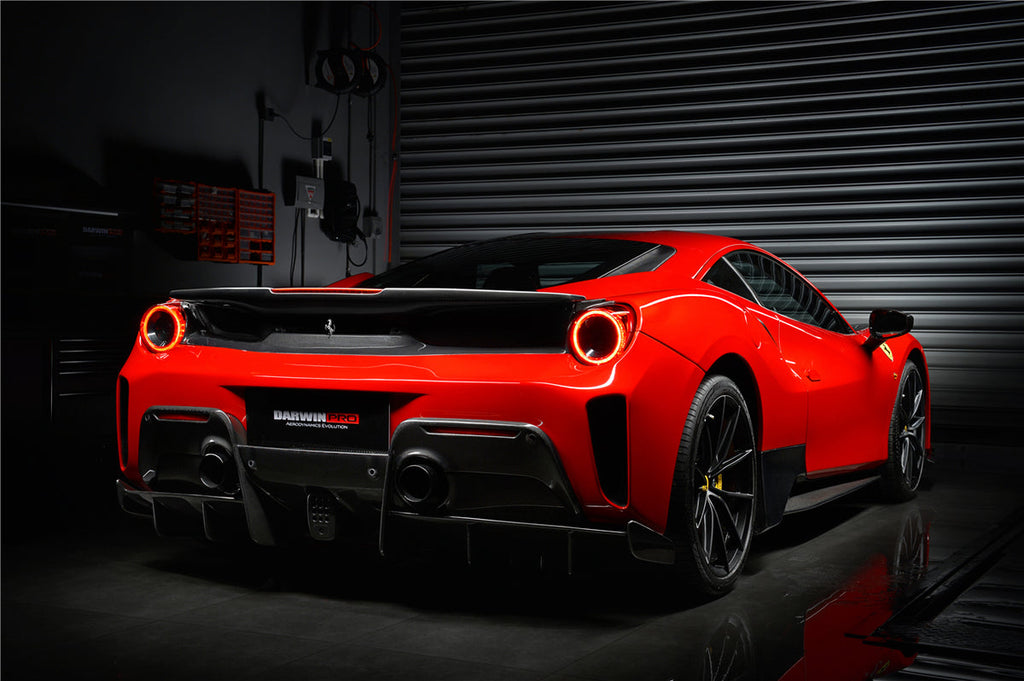 2015-2020 Ferrari 488 GTB Pista Style Rear Bumper & Wing