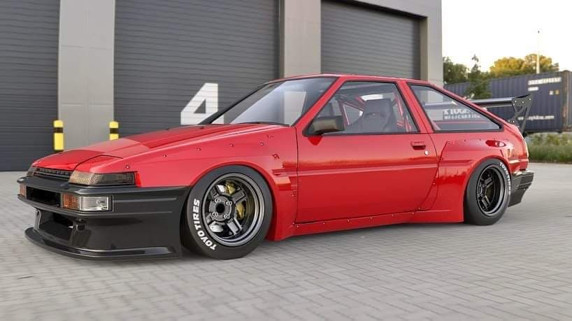 Ae86 Rear View Pandem AE86 TRUENO w/ Rear Wing