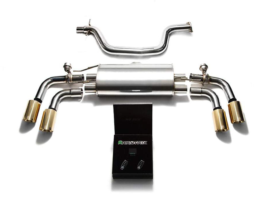 ARMYTRIX Stainless Steel Valvetronic Catback Exhaust System Quad Gold Coated Tips Audi TT MK2 8J 2007-2014