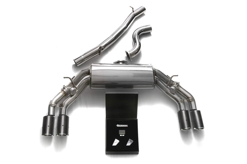 ARMYTRIX Stainless Steel Valvetronic Catback Exhaust System Quad Carbon Tips Audi TTS Quattro MK3 8S 2.0 TFSI 2015-2021