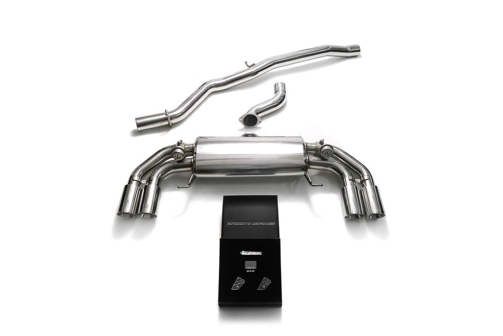 ARMYTRIX Stainless Steel Valvetronic Catback Exhaust System Quad Chrome Silver Tips Audi S1 8X 2.0L Turbo 2015-2018
