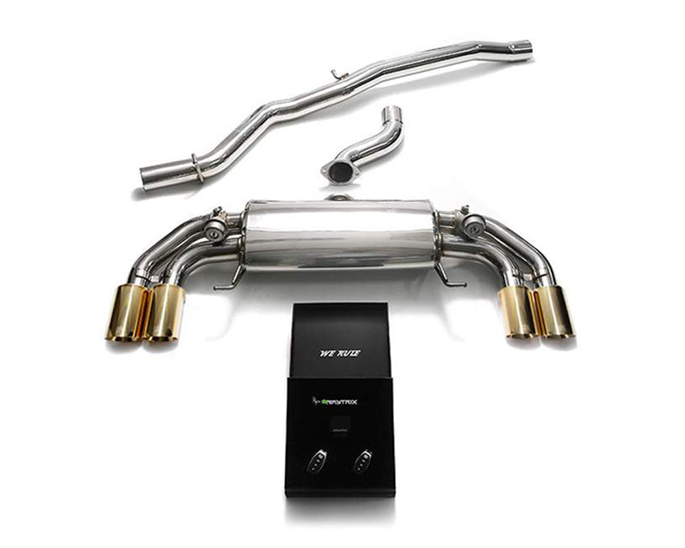 ARMYTRIX Stainless Steel Valvetronic Catback Exhaust System Quad Gold Tips Audi S1 8X 2.0L Turbo 2015-2018