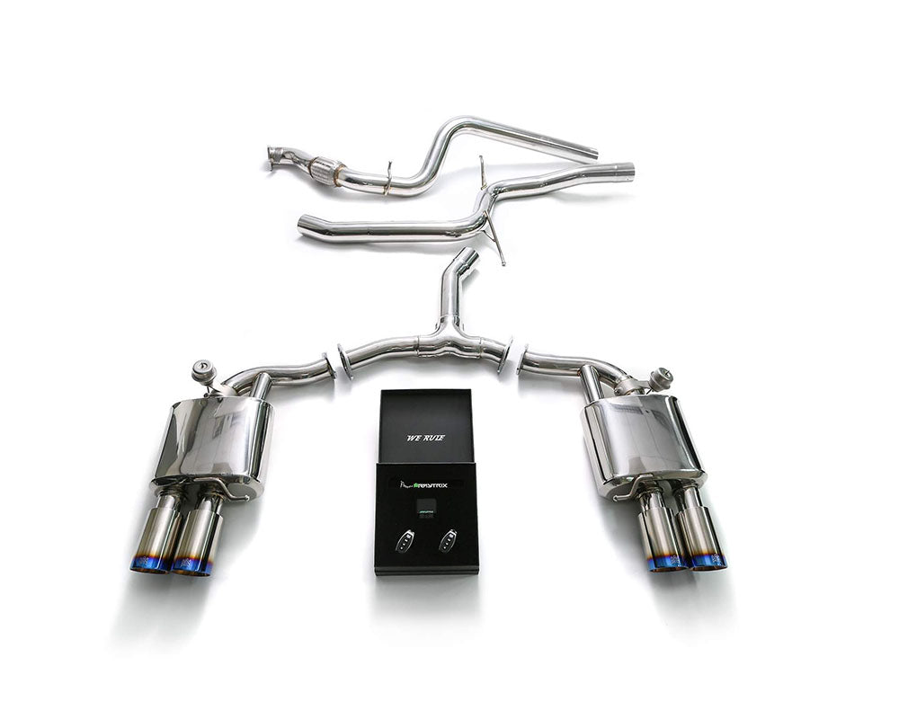 ARMYTRIX Stainless Steel Valvetronic Catback Exhaust System Quad Blue Coated Tips Audi A4 | A4 Avant 2.0L TFSI B9 2016-2022