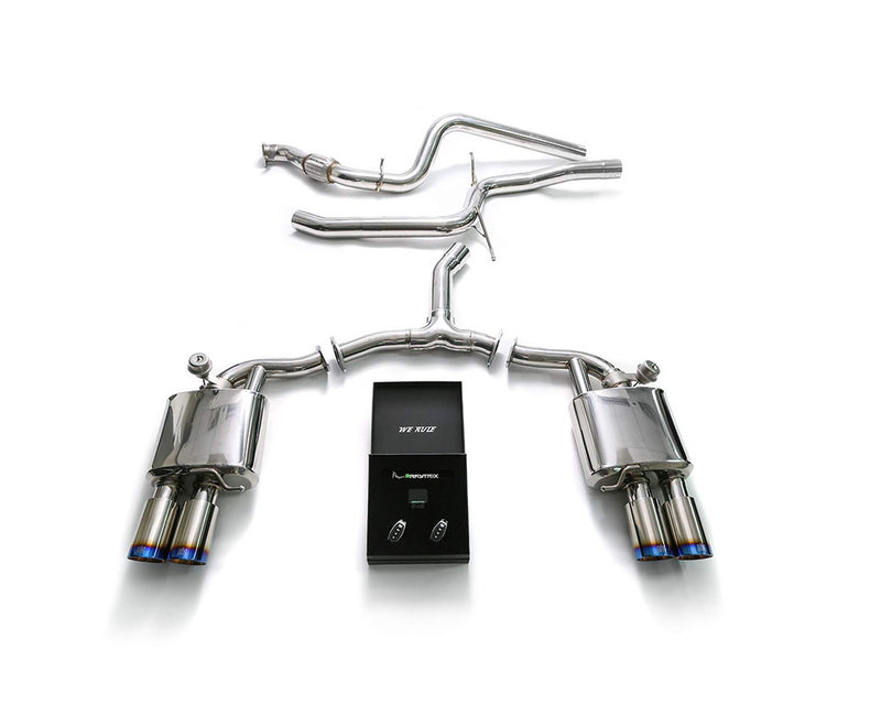 ARMYTRIX Stainless Steel Valvetronic Catback Exhaust System Quad Blue Coated Tips Audi A4 | A4 Avant 2.0L TFSI B9 2016-2022