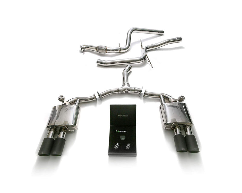 ARMYTRIX Stainless Steel Valvetronic Catback Exhaust System Quad Matte Black Tips Audi A4 | A4 Avant 2.0L TFSI B9 2016-2022