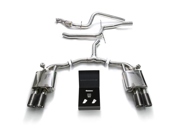 ARMYTRIX Stainless Steel Valvetronic Catback Exhaust System Quad Carbon Tips Audi A4 Quattro 2.0 TFSI 4WD 2016-2022