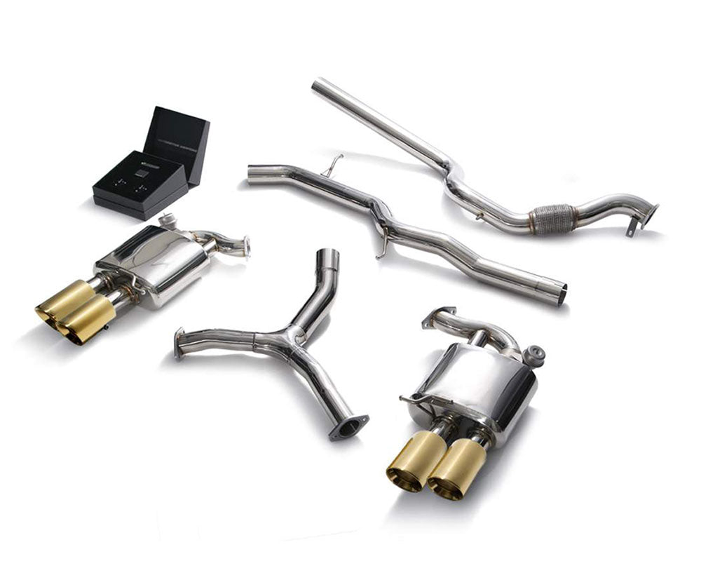 ARMYTRIX Stainless Steel Valvetronic Catback Exhaust System Quad Gold Tips Audi A4 Quattro 2.0 TFSI 4WD 2016-2022