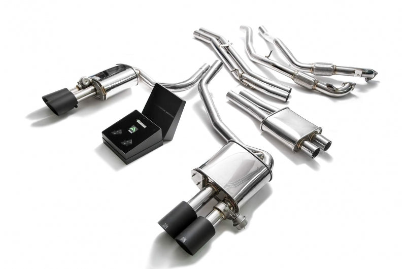 ARMYTRIX Stainless Steel Valvetronic Catback Exhaust System Quad Matte Black Tips Audi S4 | S4 Avant 3.0L V6 Turbo B9 2017-2023