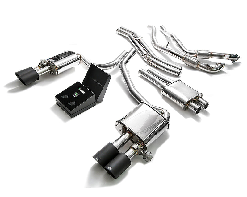 ARMYTRIX Stainless Steel Valvetronic Catback Exhaust System Quad Matte Black Tips Audi S5 Coupe 3.0L V6 Turbo B9 2017-2020
