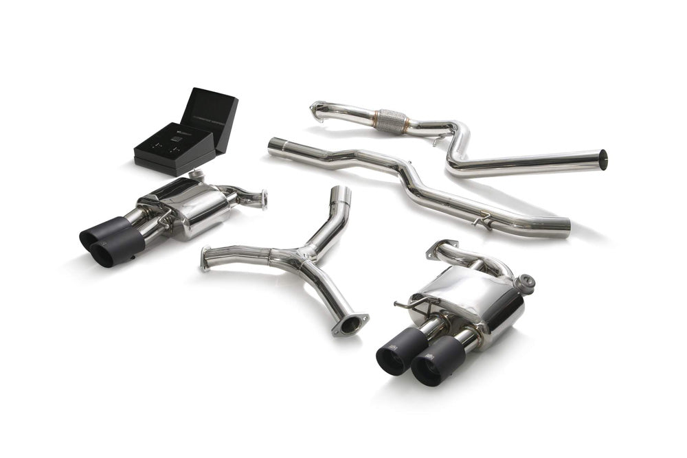 ARMYTRIX Stainless Steel Valvetronic Catback Exhaust System Quad Matte Black Tips Audi A5 Coupe 4WD B9 2016-2022
