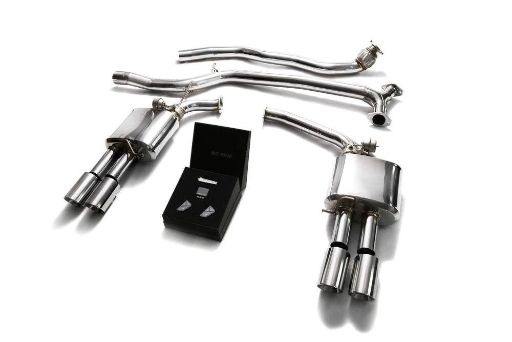 ARMYTRIX Stainless Steel Valvetronic Catback Exhaust System Quad Chrome Silver Tips Audi A5 | A5 Quattro 2005-2015