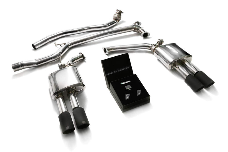 ARMYTRIX Stainless Steel Valvetronic Catback Exhaust System Quad Matte Black Tips Audi A5 | A5 Quattro 2005-2015