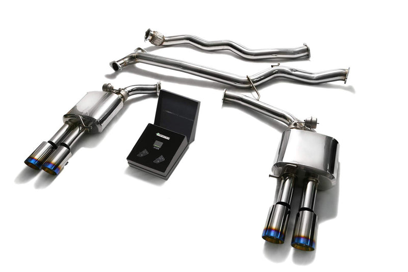ARMYTRIX Stainless Steel Valvetronic Catback Exhaust System Quad Blue Coated Tips Audi A4 | A5 B8 2008-2015
