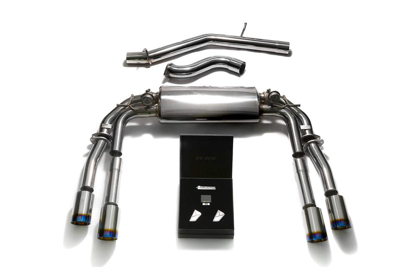 ARMYTRIX Stainless Steel Valvetronic Catback Exhaust System Quad Blue Coated Tips Audi S3 8V Sedan 2.0 Turbo 2013-2021