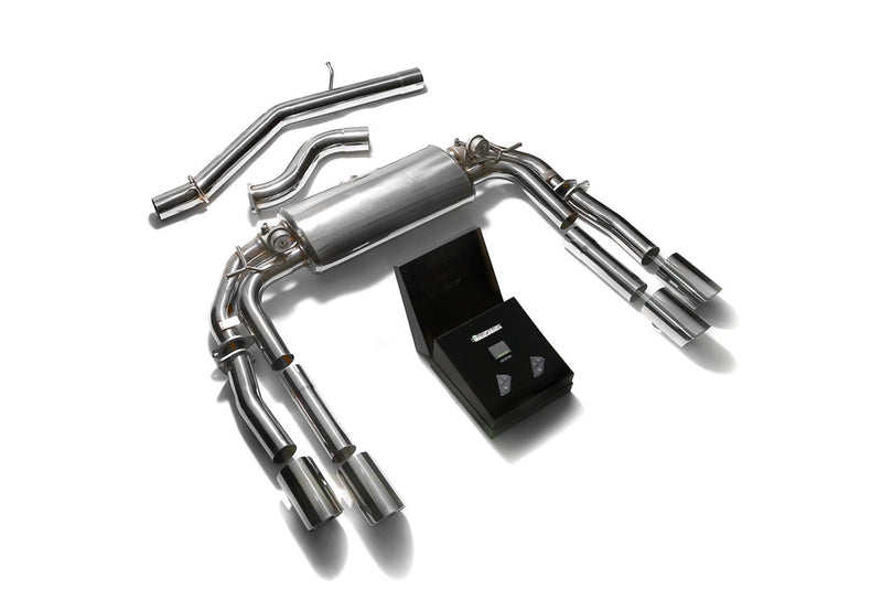 ARMYTRIX Stainless Steel Valvetronic Catback Exhaust System Quad Chrome Silver Tips Audi S3 8V Sedan 2.0 Turbo 2013-2021