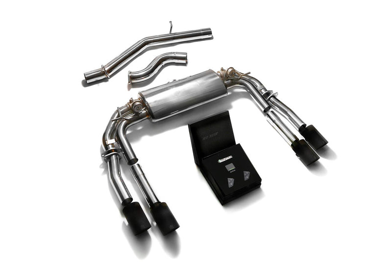 ARMYTRIX Stainless Steel Valvetronic Catback Exhaust System Quad Matte Black Tips Audi S3 8V Sedan 2.0 Turbo 2013-2021
