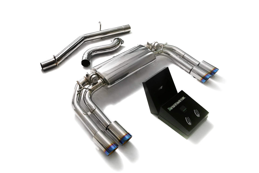 ARMYTRIX Stainless Steel Valvetronic Catback Exhaust System Quad Blue Coated Tips Audi S3 8V Sportback 2013-2021