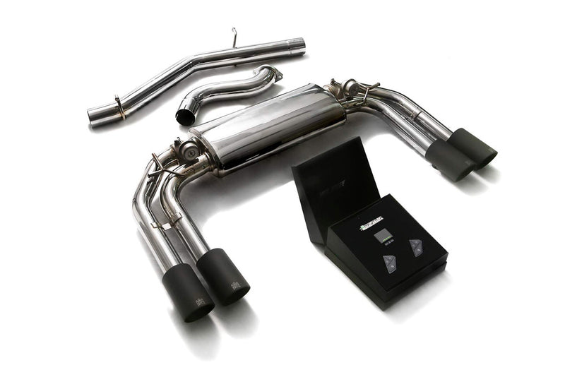 ARMYTRIX Stainless Steel Valvetronic Catback Exhaust System Quad Matte Black Tips Audi S3 8V Sportback 2013-2021