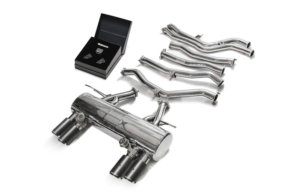 ARMYTRIX Stainless Steel Valvetronic Catback Exhaust System Quad Carbon Tips BMW M3 | M4 F8x 2015-2020