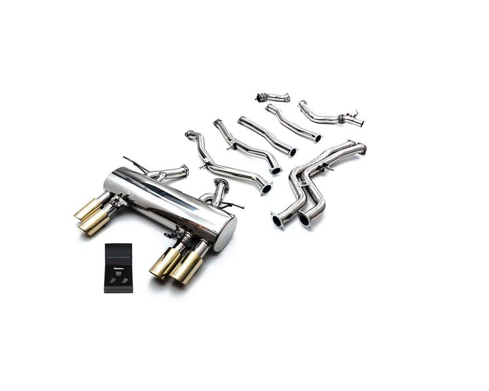 ARMYTRIX Stainless Steel Valvetronic Catback Exhaust System Quad Gold Tips BMW M3 F80 | M4 F82/F83 2014-2020