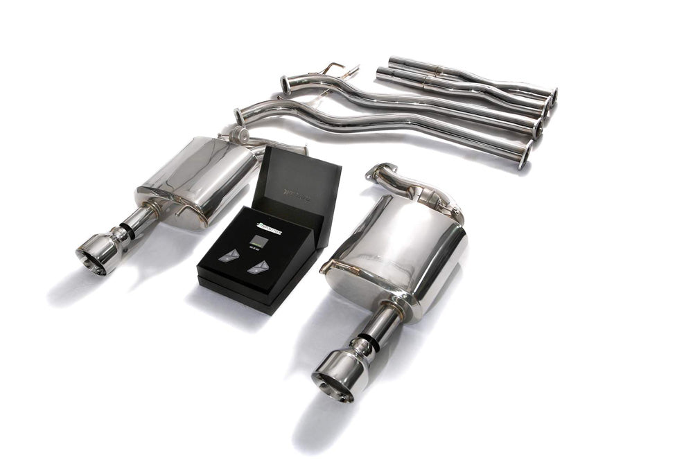 ARMYTRIX Stainless Steel Valvetronic Catback Exhaust System Dual Chrome Silver Tips Ford Mustang GT Coyote 5.0L V8 2015-2022