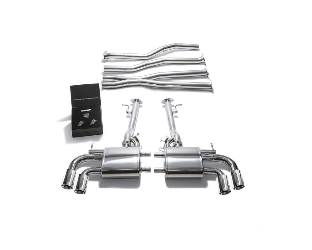 ARMYTRIX Stainless Steel Valvetronic Exhaust System Quad Chrome Silver Tips Lexus LC500 5.0L V8 2017+