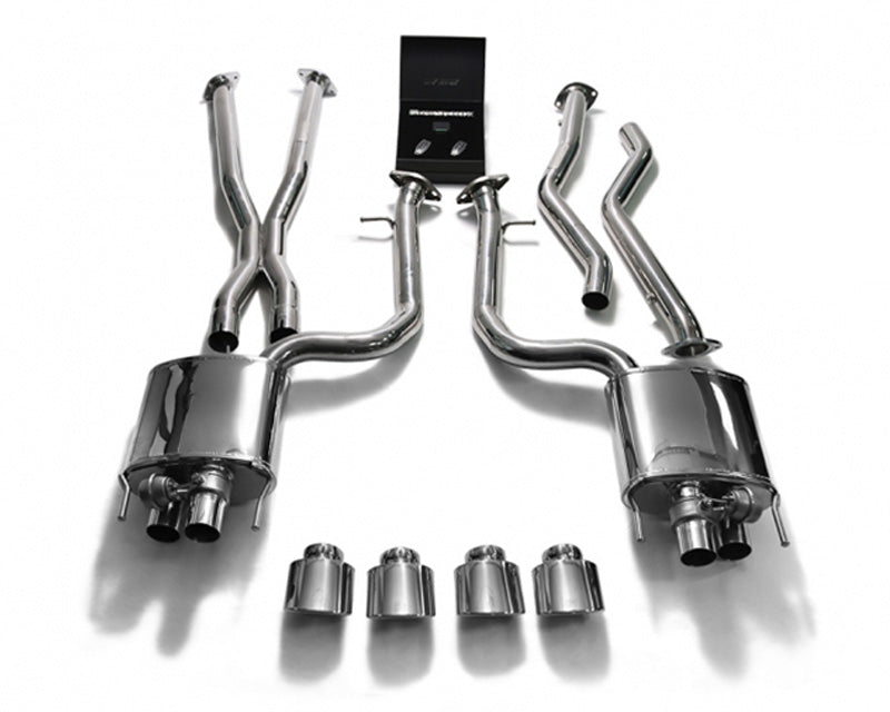 ARMYTRIX Stainless Steel Valvetronic Header Back Exhaust System Quad Chrome Silver Tips Lexus RC-F 5.0L V8 2015-2021