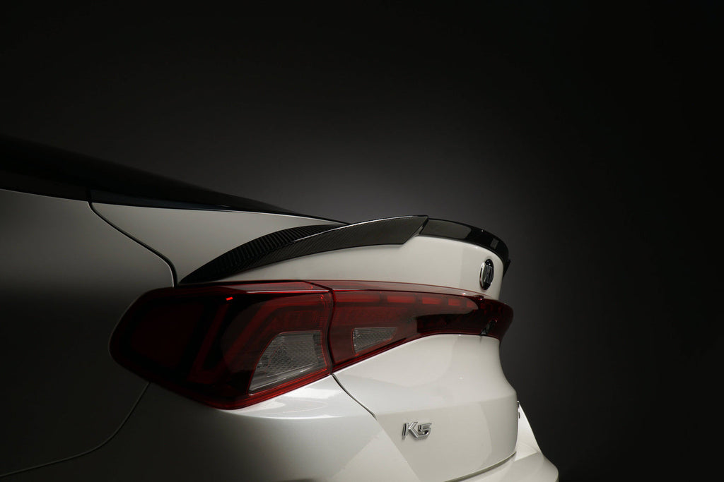 Real Carbon Fiber Rear Roof Spoiler For 2021-2025 Kia K5 – M Style, Gloss Black, No Drilling Needed