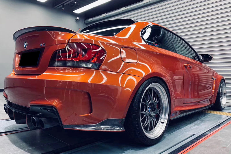 2008-2013 BMW 1M RZ Style Carbon FIber Rear Bumper Cap Spiliter