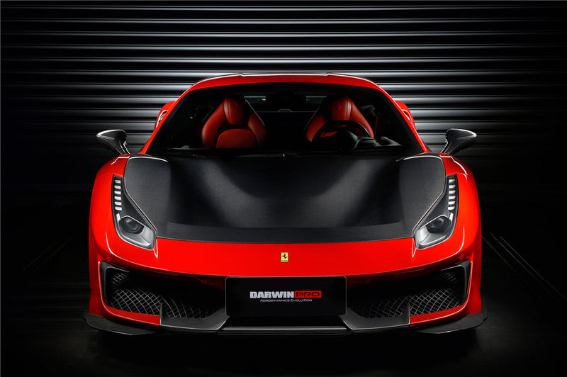 2015-2020 Ferrari 488 GTB/Spyder Pista Style Front Bumper Set W/Hood